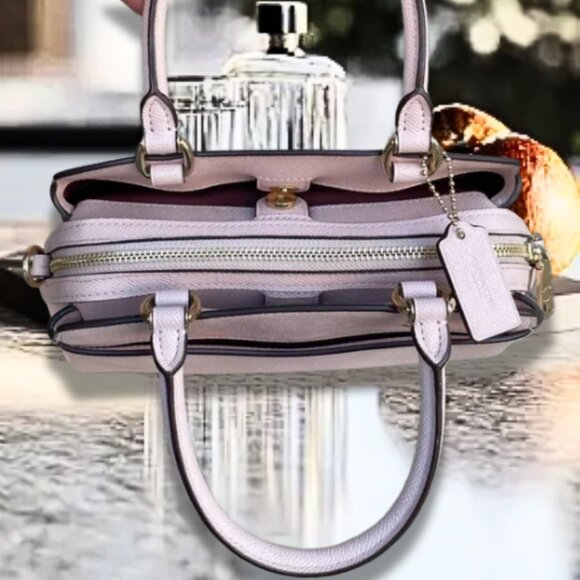 COACH Leather Washed Mauve Mini Lillie Carryall Golden Hardware Feet NWT - Picture 7 of 11